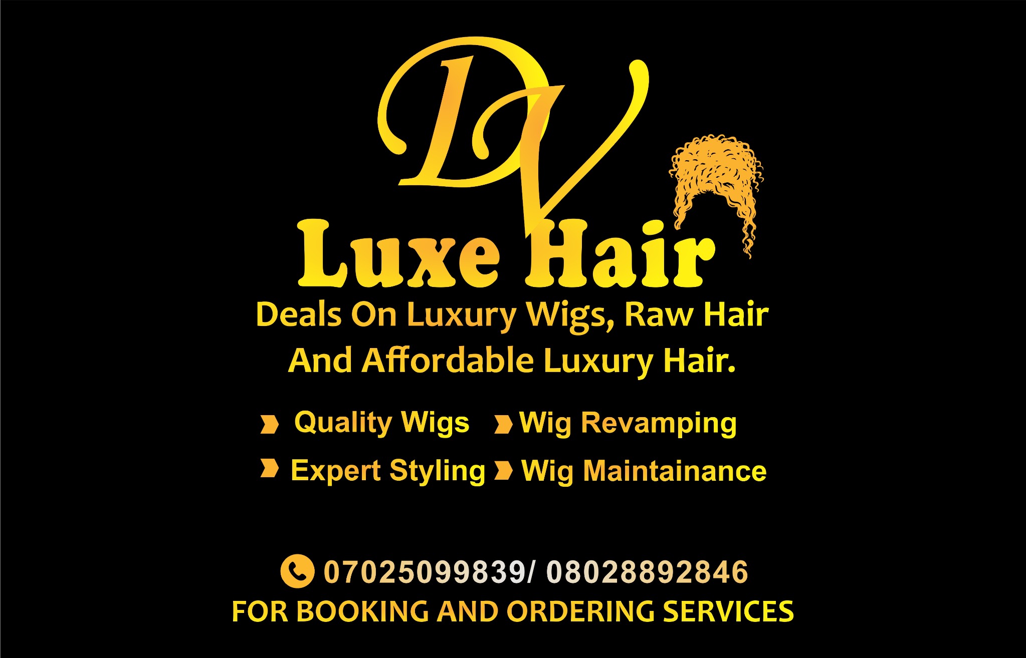 DV Luxe Hair promotional flyer